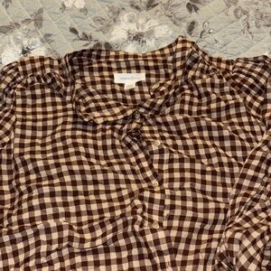 Treasure&Bond  Brown Plaid Button Down Shirt